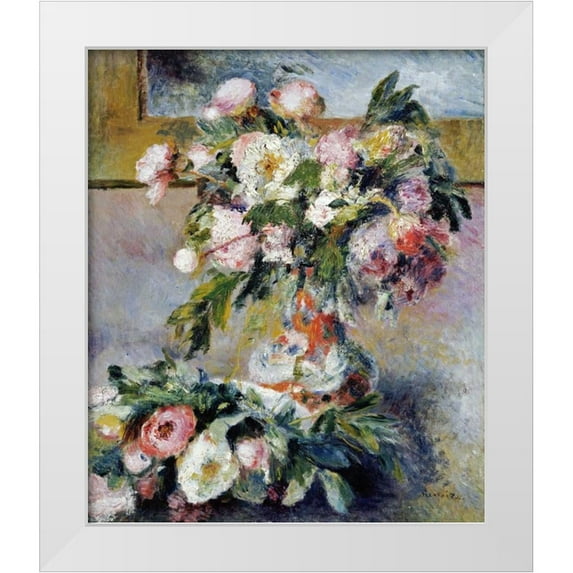 Renoir, Pierre-Auguste 12x14 White Modern Wood Framed Museum Art Print Titled - Peonies