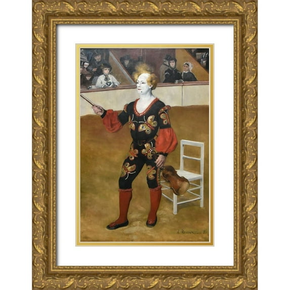 Renoir, Pierre-Auguste 13x18 Gold Ornate Wood Framed with Double Matting Museum Art Print Titled - The clown