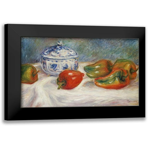 Renoir, Pierre-Auguste 14x10 Black Modern Framed Museum Art Print Titled - Still Life With a Blue Sugar Bowl and Peppers