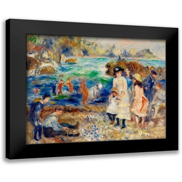 Renoir, Pierre-Auguste 14x12 Black Modern Framed Museum Art Print Titled - Children on the Seashore, Guernsey 1883