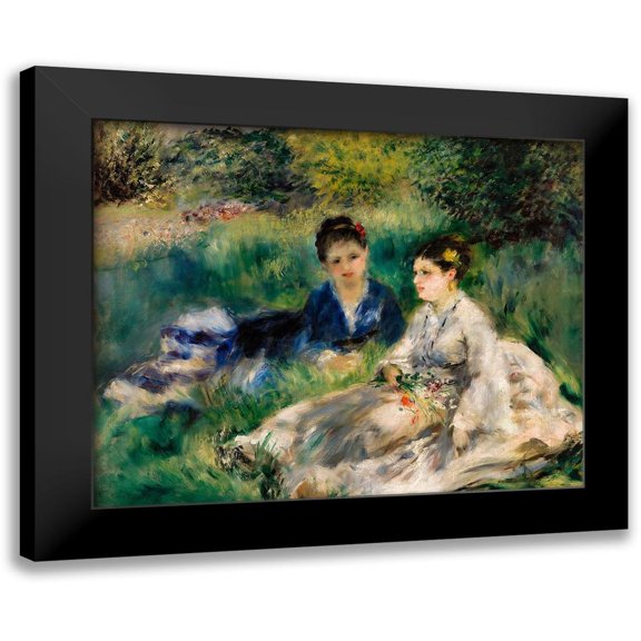 Renoir, Pierre-Auguste 14x12 Black Modern Framed Museum Art Print Titled - On the Grass 1873