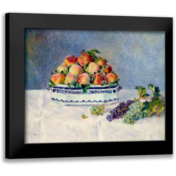 Renoir, Pierre-Auguste 14x12 Black Modern Framed Museum Art Print Titled - Still Life with Peaches and Grapes