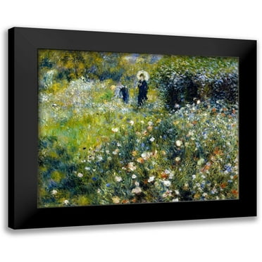 Renoir, Pierre-Auguste 14x12 Black Modern Framed Museum Art Print Titled - Woman with a Parasol in a Garden