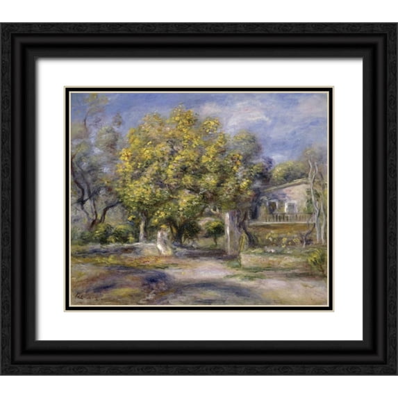 Renoir, Pierre-Auguste 14x12 Black Ornate Wood Framed with Double Matting Museum Art Print Titled - Houses at Cagnes