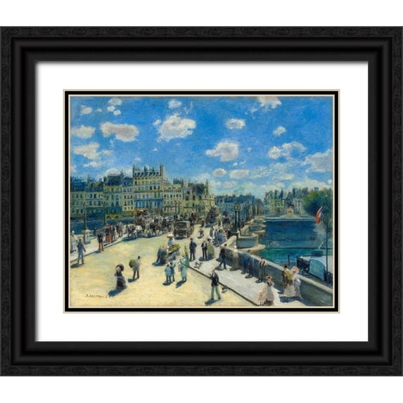 Renoir, Pierre-Auguste 14x12 Black Ornate Wood Framed with Double Matting Museum Art Print Titled - Pont Neuf