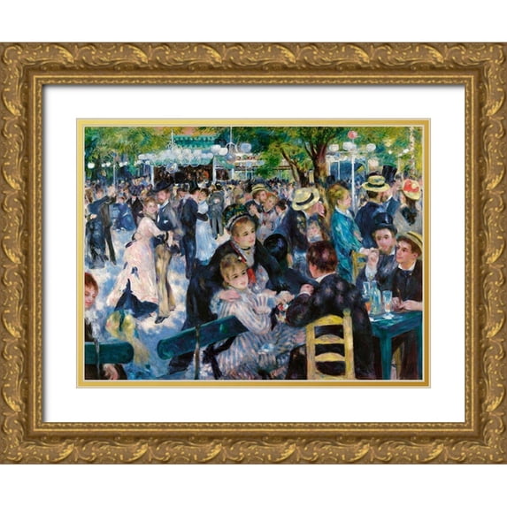 Renoir, Pierre-Auguste 14x12 Gold Ornate Wood Framed with Double Matting Museum Art Print Titled - Dance at Le Moulin de la Galette