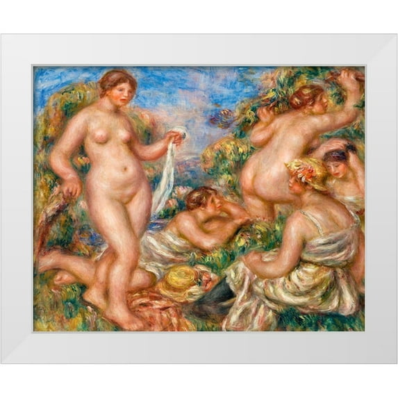Renoir, Pierre-Auguste 14x12 White Modern Wood Framed Museum Art Print Titled - Composition, Five Bathers 1919