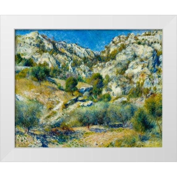 Renoir, Pierre-Auguste 14x12 White Modern Wood Framed Museum Art Print Titled - Rocky Crags at LEstaque