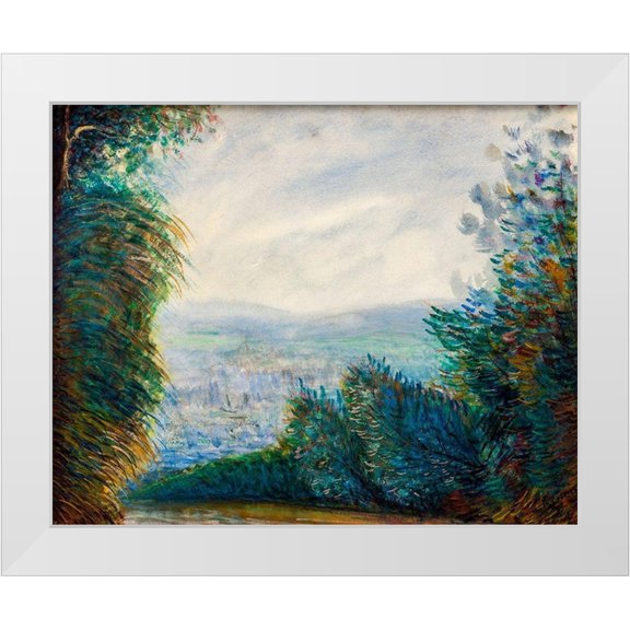 Renoir, Pierre-Auguste 14x12 White Modern Wood Framed Museum Art Print Titled - The Auvers Valley on the Oise River 1884