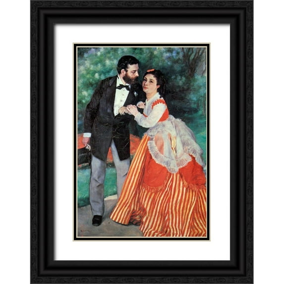 Renoir, Pierre-Auguste 14x18 Black Ornate Wood Framed with Double Matting Museum Art Print Titled - The Sisleys