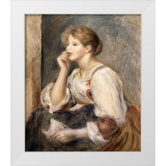 Renoir, Pierre-Auguste 15x17 White Modern Wood Framed Museum Art Print Titled - Woman with a Letter