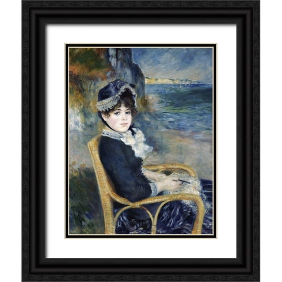 Renoir, Pierre-Auguste 15x18 Black Ornate Wood Framed with Double Matting Museum Art Print Titled - By the Seashore