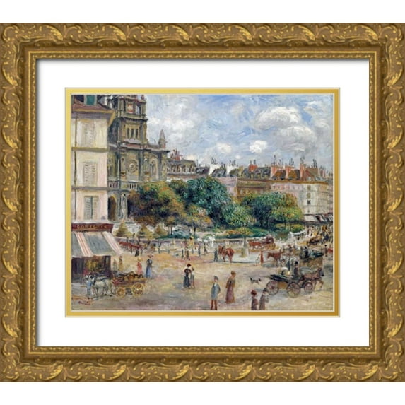 Renoir, Pierre-Auguste 17x15 Gold Ornate Wood Framed with Double Matting Museum Art Print Titled - Place De La Trinite
