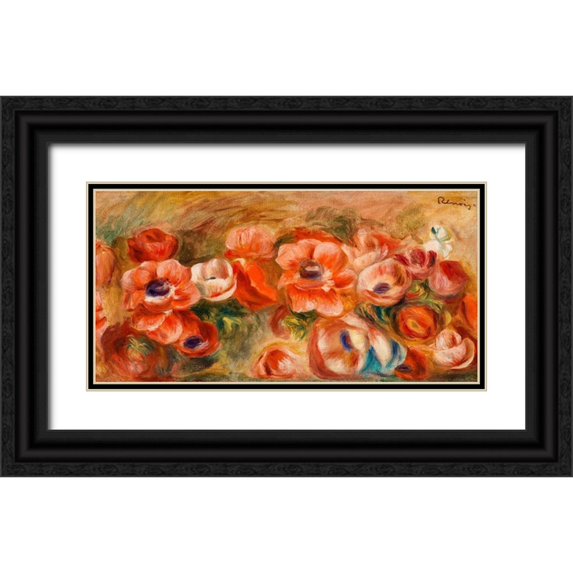 Renoir, Pierre-Auguste 18x11 Black Ornate Wood Framed with Double Matting Museum Art Print Titled - Anemones 1912