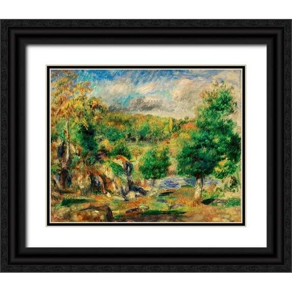 Renoir, Pierre-Auguste 18x15 Black Ornate Wood Framed with Double Matting Museum Art Print Titled - Chestnut Trees, Pont-Aven 1892