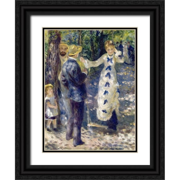 Renoir, Pierre-Auguste 19x24 Black Ornate Wood Framed with Double Matting Museum Art Print Titled - The Swing