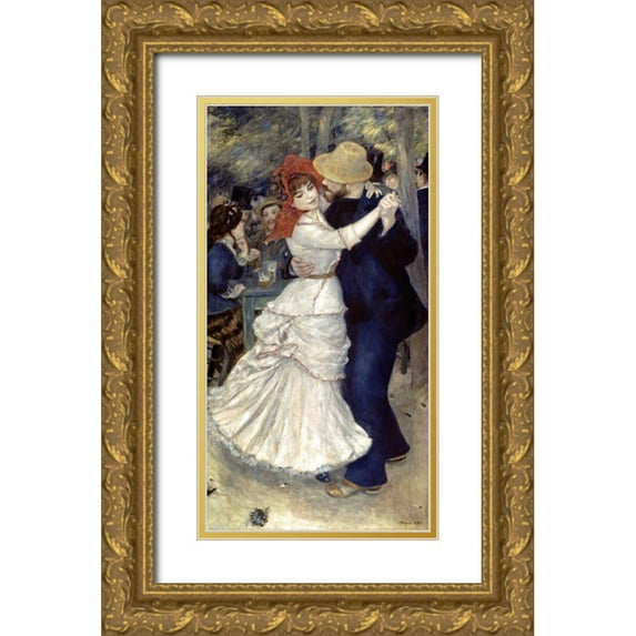 Renoir, Pierre-Auguste 19x32 Gold Ornate Wood Framed with Double Matting Museum Art Print Titled - Dance at Bougival