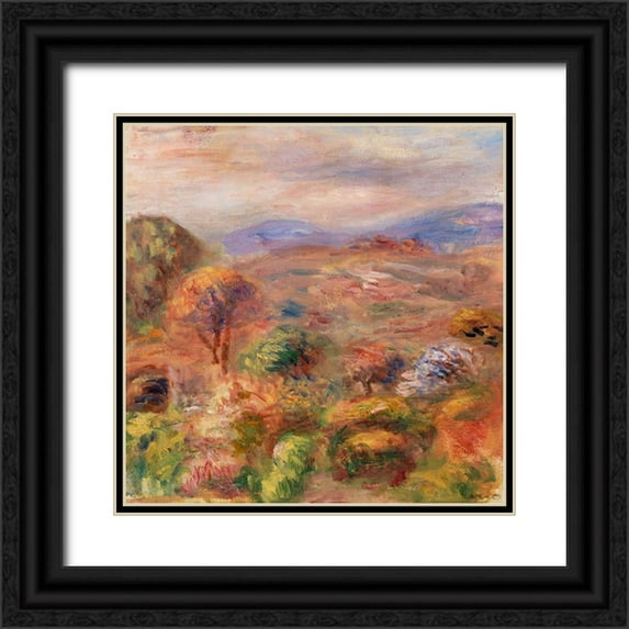 Renoir, Pierre-Auguste 20x20 Black Ornate Wood Framed with Double Matting Museum Art Print Titled - Landscape 1911
