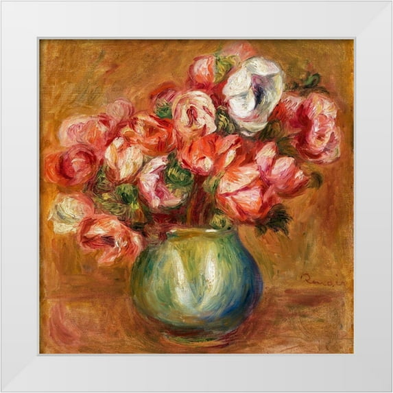 Renoir, Pierre-Auguste 20x20 White Modern Wood Framed Museum Art Print Titled - Anemones 1907