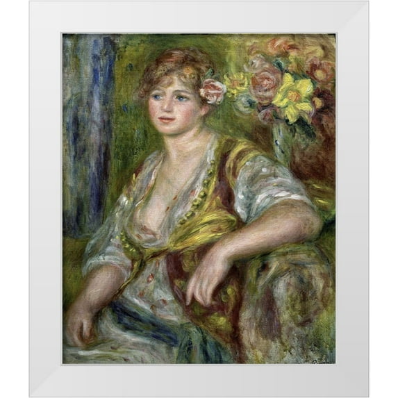 Renoir, Pierre-Auguste 20x23 White Modern Wood Framed Museum Art Print Titled - Blonde in Pink