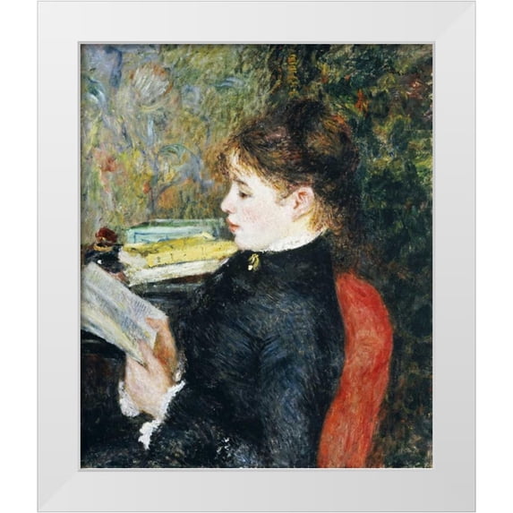 Renoir, Pierre-Auguste 20x23 White Modern Wood Framed Museum Art Print Titled - The Reader