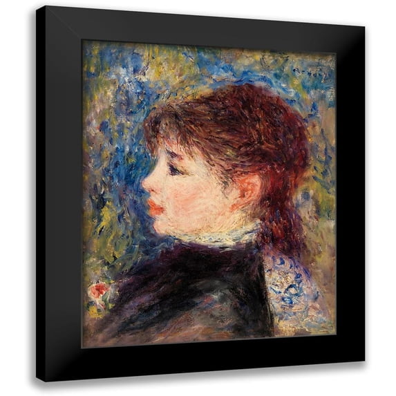 Renoir, Pierre-Auguste 20x24 Black Modern Framed Museum Art Print Titled - Young Woman with Rose 1877