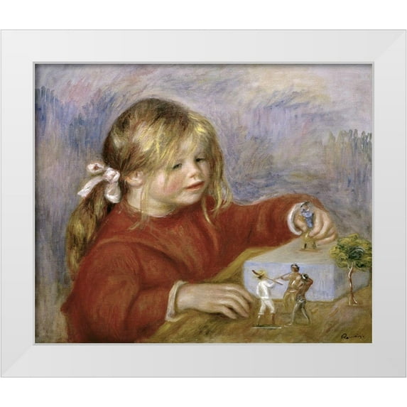 Renoir, Pierre-Auguste 23x20 White Modern Wood Framed Museum Art Print Titled - Claude Renoir Playing