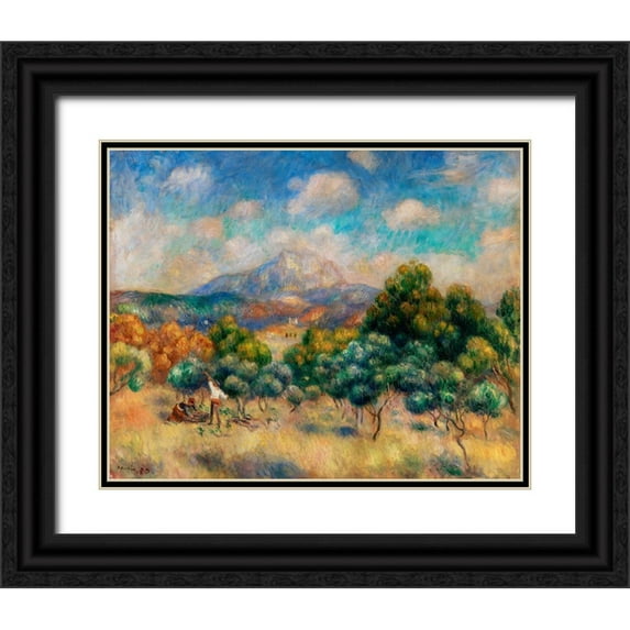 Renoir, Pierre-Auguste 24x20 Black Ornate Wood Framed with Double Matting Museum Art Print Titled - Mount of Sainte Victoire 1889