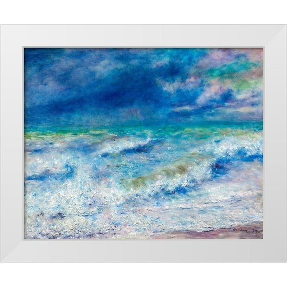 Renoir, Pierre-Auguste 24x20 White Modern Wood Framed Museum Art Print Titled - Seascape 1897