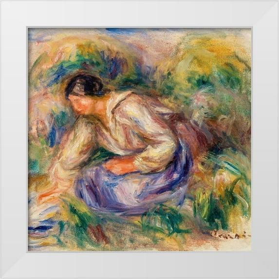 Renoir, Pierre-Auguste 26x26 White Modern Wood Framed Museum Art Print Titled - Woman in Blue Skirt 1917
