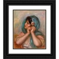 thumbnail image 1 of Renoir, Pierre-Auguste 26x30 Black Ornate Wood Framed with Double Matting Museum Art Print Titled - Young Woman Arranging Her Earring, 1 of 4
