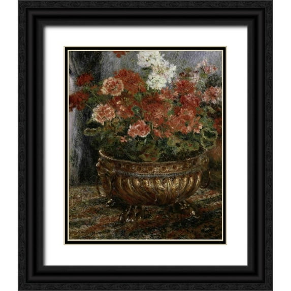 Renoir, Pierre-Auguste 26x31 Black Ornate Wood Framed with Double Matting Museum Art Print Titled - Bouquet of Flowers