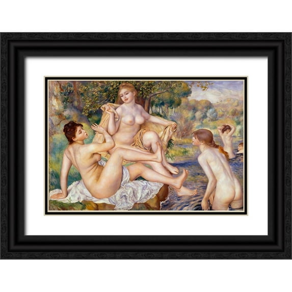 Renoir, Pierre-Auguste 32x23 Black Ornate Wood Framed with Double Matting Museum Art Print Titled - The Large Bathers