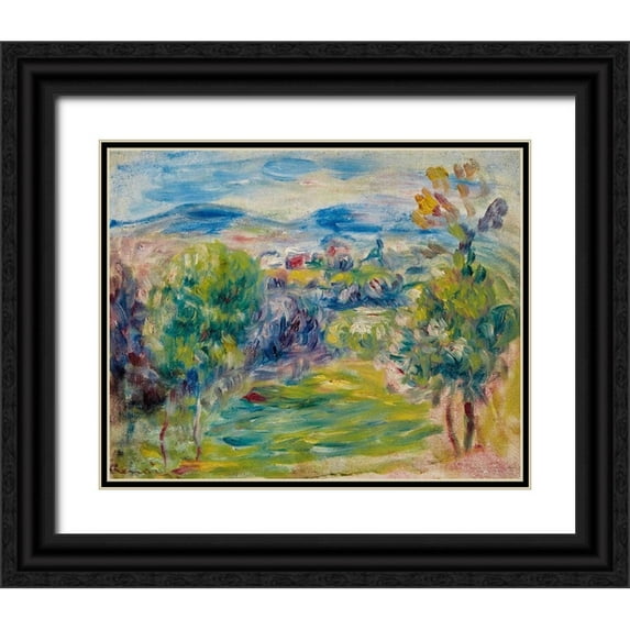 Renoir, Pierre-Auguste 32x26 Black Ornate Wood Framed with Double Matting Museum Art Print Titled - Renoirs house at Cagnes-sur-Mer