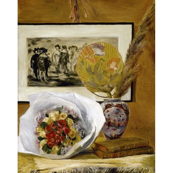 Renoir Still Life 1871. N'Sill Life With Bouquet.' Oil On Canvas Pierre-Auguste Renoir 1871. Print by