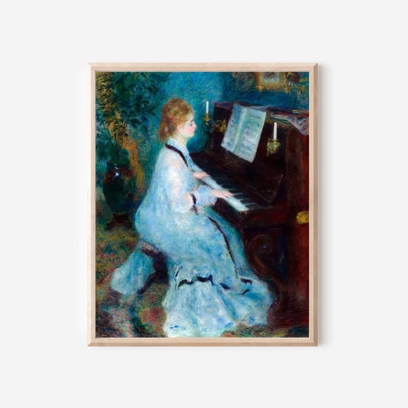 Renoir Woman at Piano Print Poster Impressionist Music Room Art, Size 16x24 UNFFRAMED F03.1.7l1314