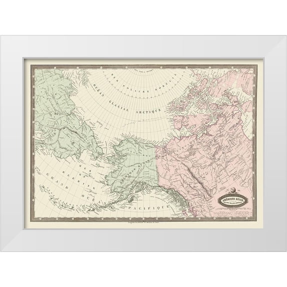 Renouard 18x14 White Modern Wood Framed Museum Art Print Titled - North America, Eastern Russia - Renouard 1860