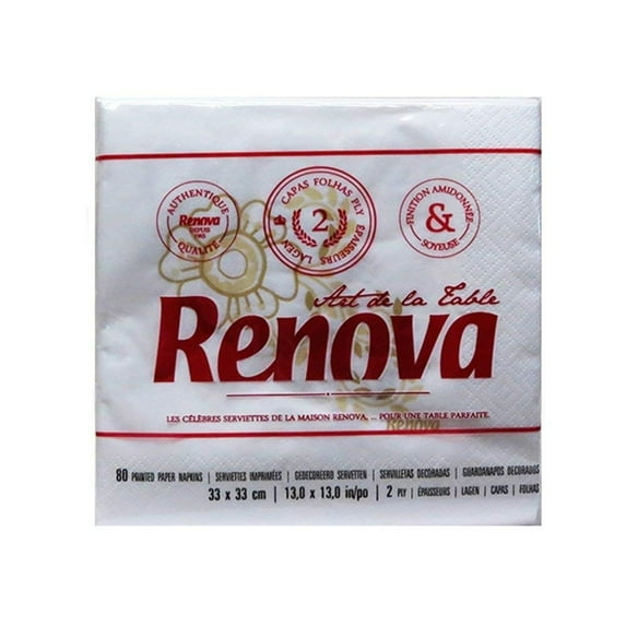 Renova Art De La Table Napkin- White (80 Count) 023382