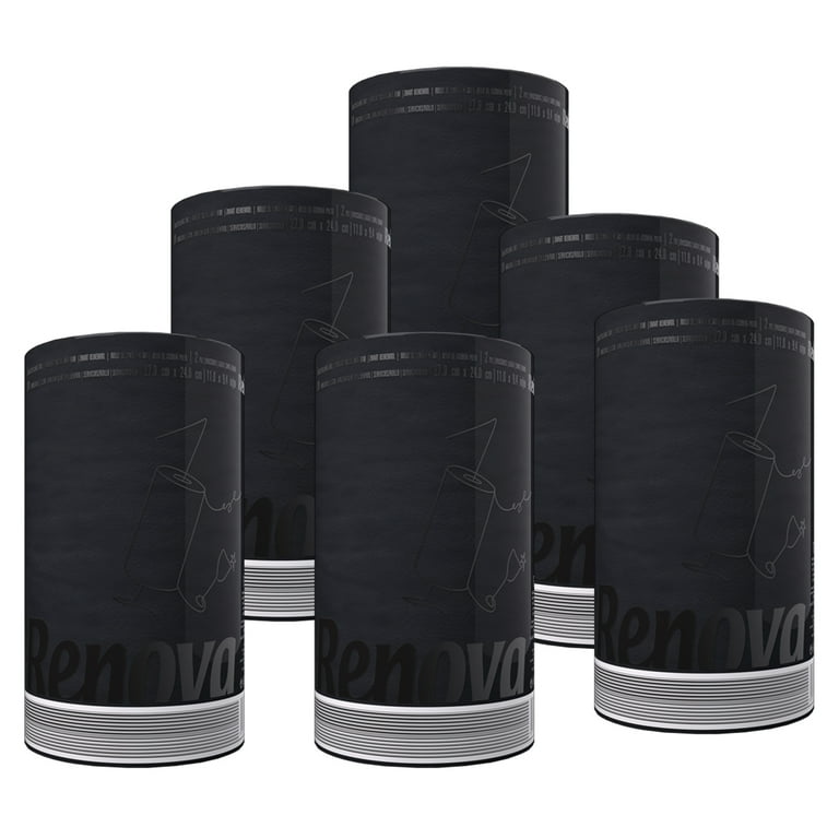 Renova Black Paper Towels, 6 Rolls, 120 Sheets Per Roll 