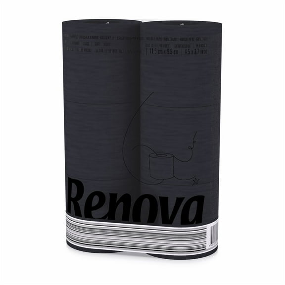 Renova Scented Colored Toilet Paper Packs 3-Ply Bath Tissue Black 1 Pack of 6 rolls