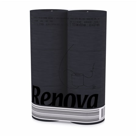 Renova Scented Colored Toilet Paper Packs 3-Ply Bath Tissue Black 1 Pack of 6 rolls