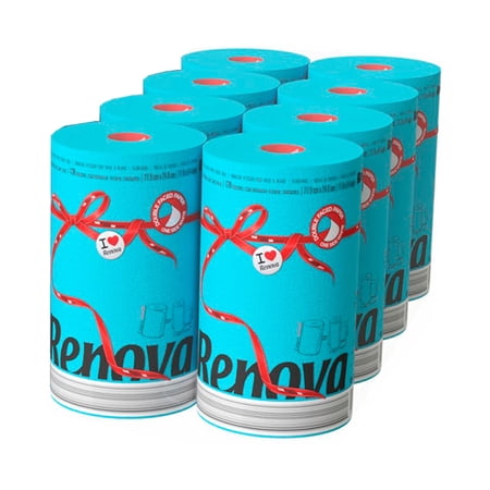 Renova Blue Paper Towels, 8 Rolls, 120 Sheets Per Roll
