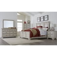 thumbnail image 1 of Renova Distressed Parchment Wood Bedroom Set, Queen Panel Bed, Dresser, Mirror, Two Nightstands, Chest, 1 of 12