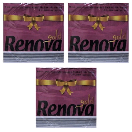 Renova Gold Napkin- Bordeaux (40 Count) (Pack of 3)
