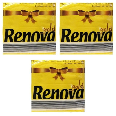 Renova Gold Napkin- Yellow (40 Count) (Pack of 3)