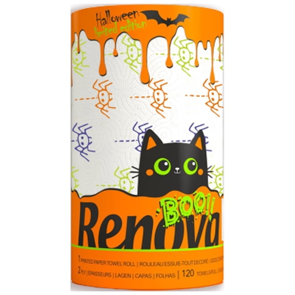 Renova Halloween Paper Towels, 1 Roll, 120 Sheets Per Roll