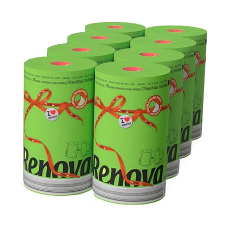 Renova Kelly Green Paper Towels, 8 Rolls, 120 Sheets Per Roll