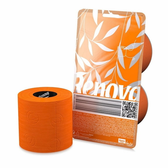 Renova Luxury Scented Colored Toilet Paper 2 Rolls 3-Ply Bath Tissue - Pack 2 Rolls Orange