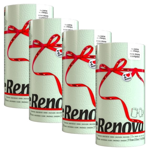 Renova Mint Paper Towel Rolls – 4 Rolls, 2 Ply, 120 Sheets Each, Compact & Absorbent