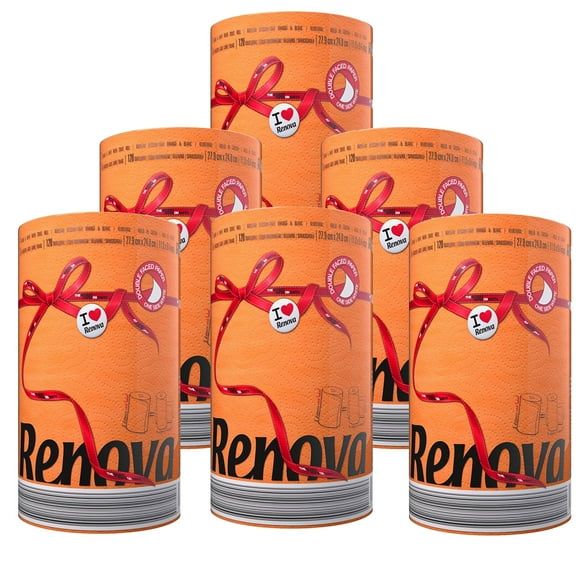 Renova Orange Paper Towels, 6 Rolls, 120 Sheets Per Roll